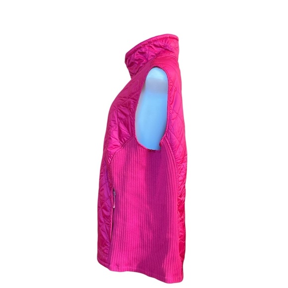 L.L. Bean Quilted Vest 1X Hot Pink Magenta Zip Pockets Fleece Lined - Picture 4 of 16